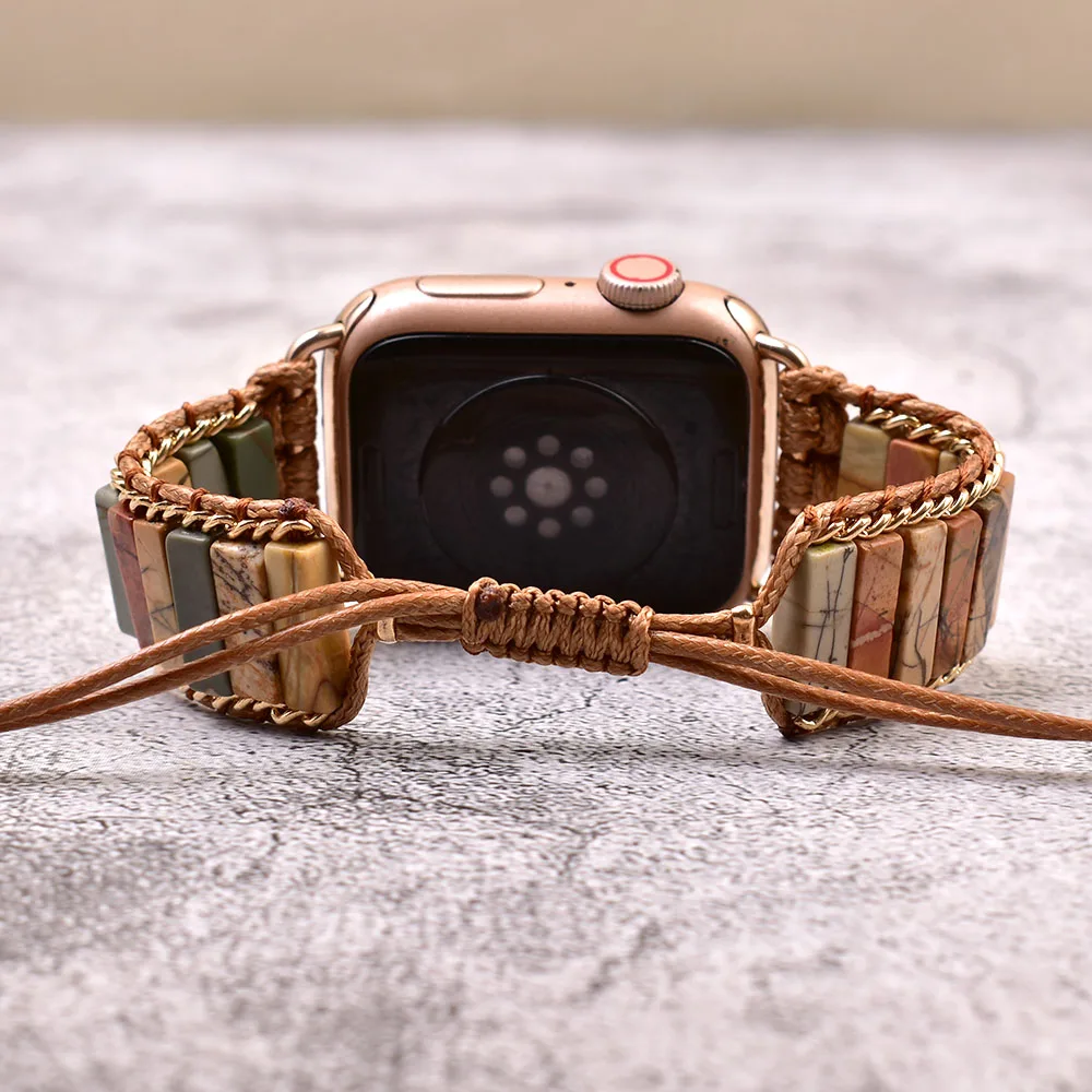 Natural Stone Apple Watch Band 38mm/44mm Vegan Rope Band Smartwatch Wrist Bracelet Strap for Iwatch Series 1-SE Accessories