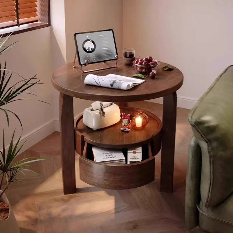 Brown Modern Round Coffee Tables Walnut Classy Apartments Lateral Coffee Tables Living Room Center Couch Tisch Furniture Home