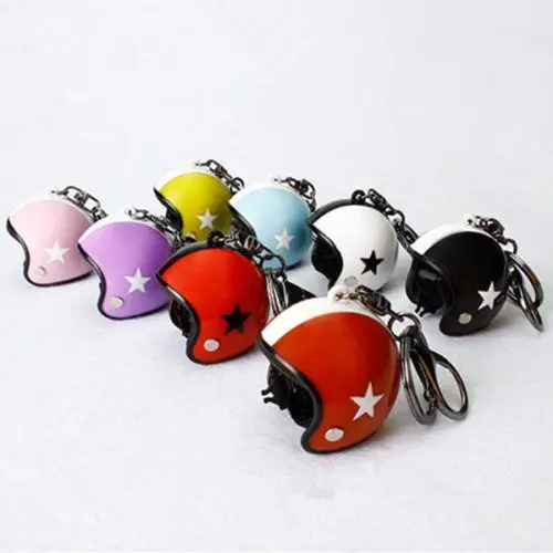 Car Key Rings Star Pattern Helmet Design Keychain Car Motorcycle Motor Bicycle Crash Helmet Key Fob Chain