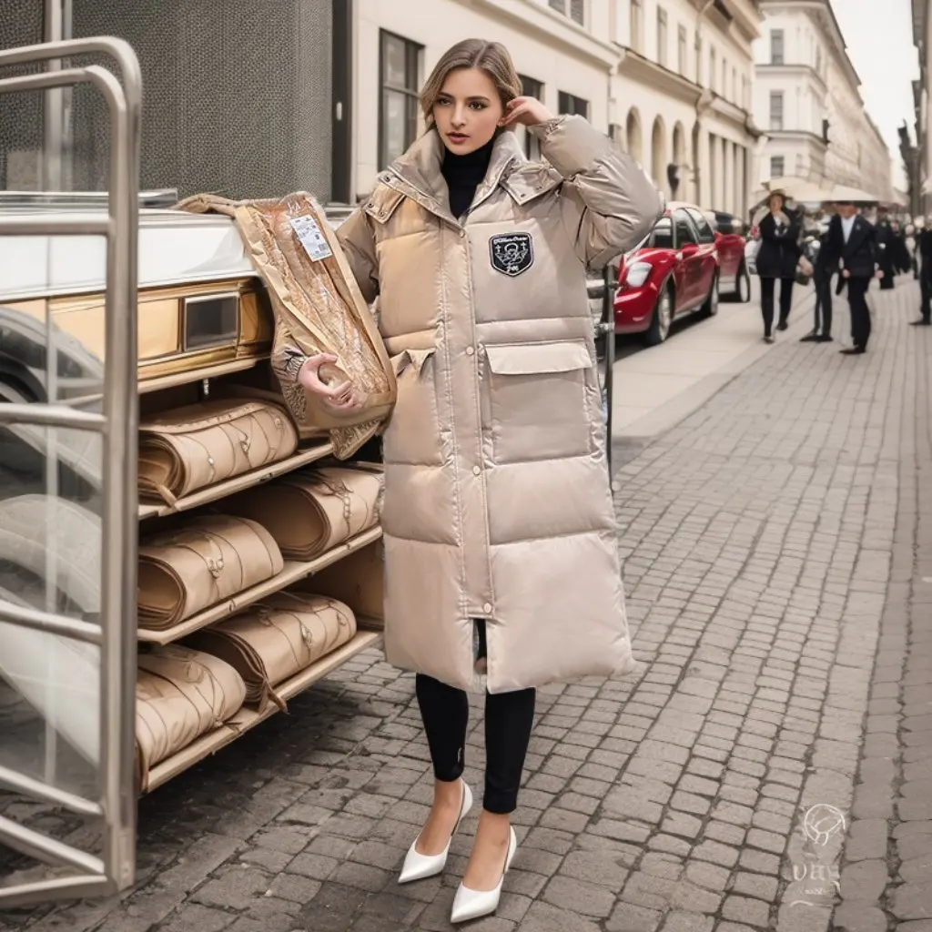 

Women's Long Cotton-Padded Coat Korean Style Winter Hooded down Jacket Warm And Trendy Outerwear for