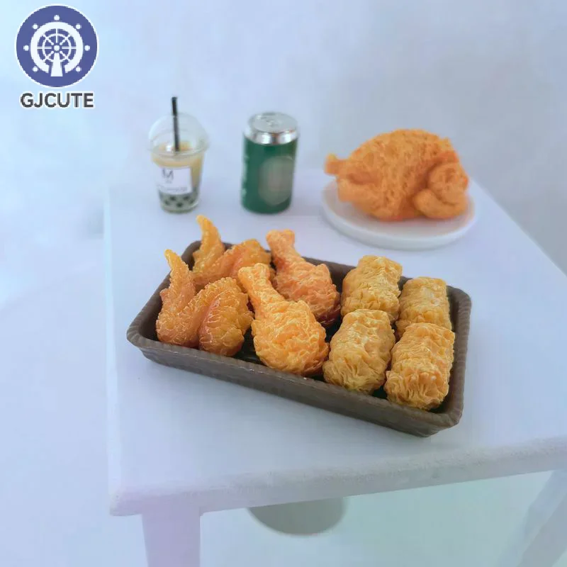 초소형 사실적인 프라이드 치킨 미니어처 세트: DIY 인형의 집 및 장난감 모델 향상에 완벽