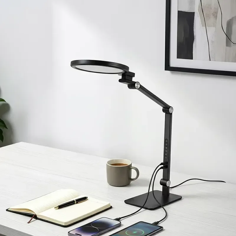 Modern LED Desk Lamp Foldable Work Light 2700K-6000K Color Temperature Memory Function 45 Min Timer for Office Study