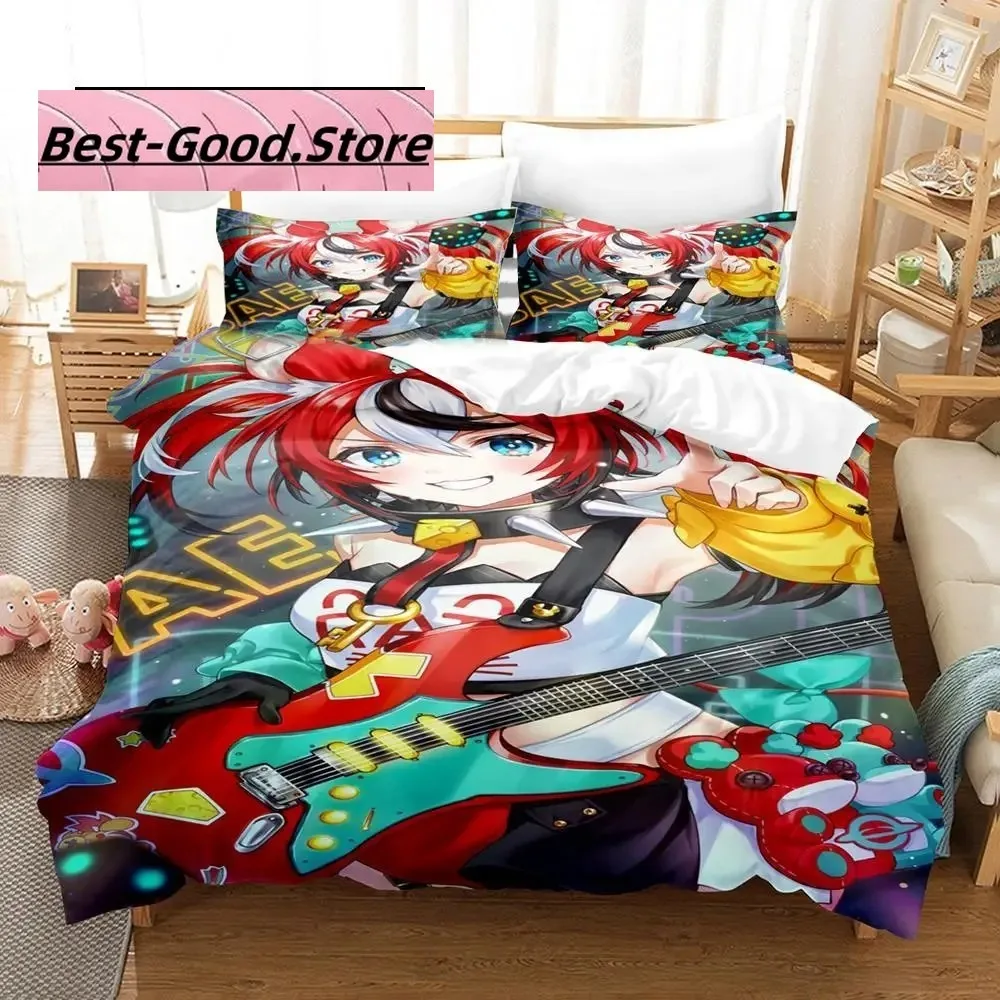 

3D Print Fashion Anime Hakos Baelz Bedding Set Boys Girls Twin Queen King Size Duvet Cover Pillowcase Bed boys Adult Bedroom