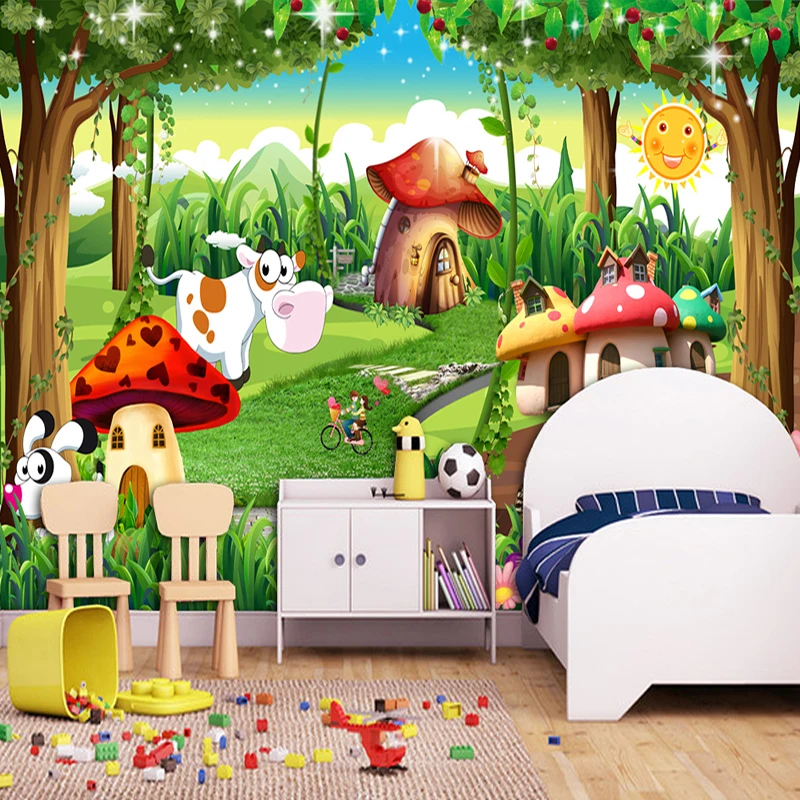 Custom 3D Photo Wallpaper Children Room Bedroom Cartoon Forest House Background Decoration Painting Wall Mural Papel De Parede