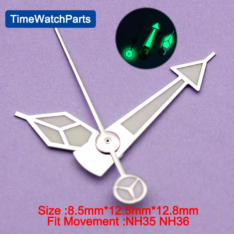 مصقول أسود NH35/NH36 الأيدي الفرعية مارينر غواص الإبر C3 مؤشر مضيئة لجزء الساعات