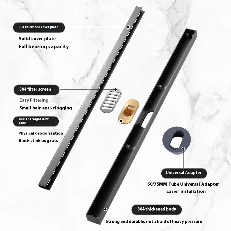 304 floor drain 3.2CM wide linear rectangular stainless steel deodorant floor drain shower room strip minimalist invisible