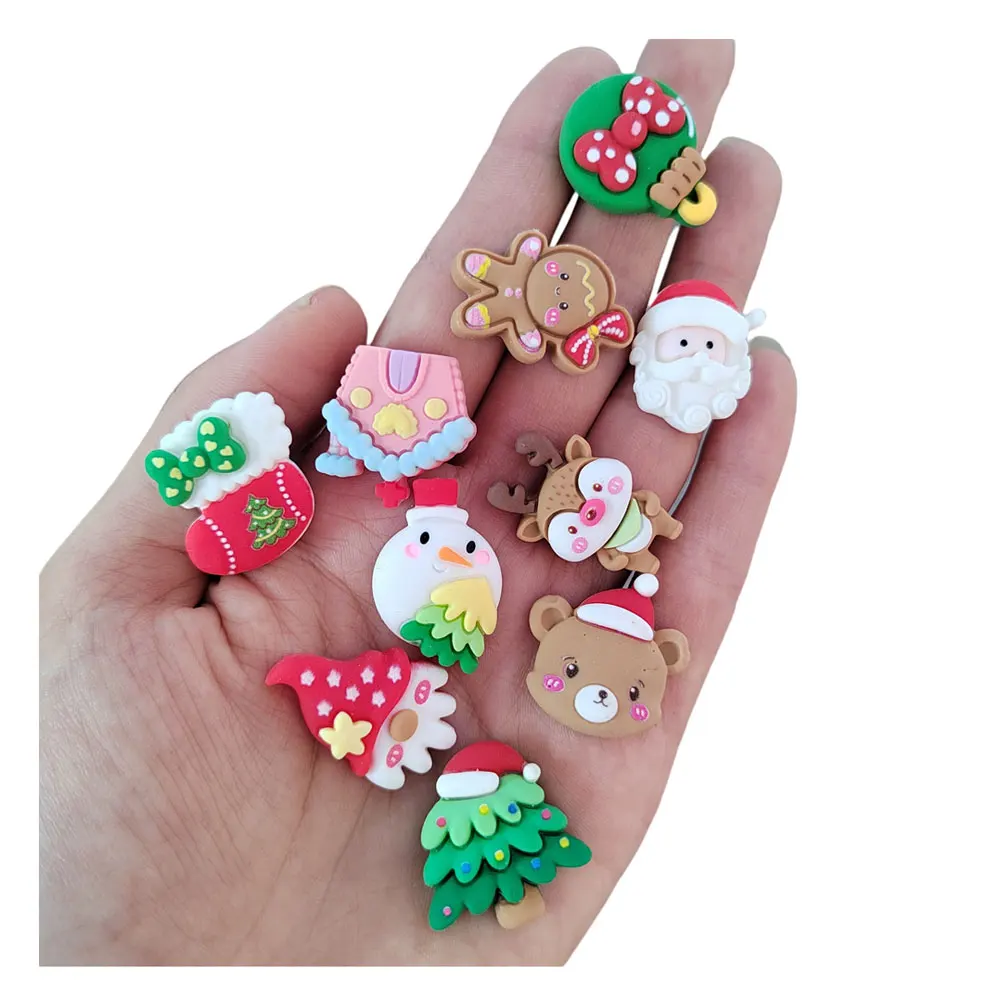 

Mix DesignChristmas Resin Elk Santa Tree Flatback Cabochon Mini Cartoon Figurine Embellishments For Scrapbooking DIY Accessories