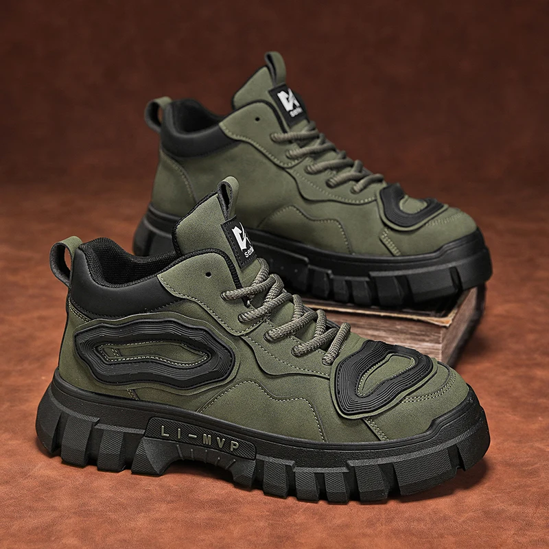 

American Style Big Yellow Boots for Men: Autumn Mid-Top Thickened Sole Work Boots, Men's Genuine Leather Soft Sole Work Boots, R