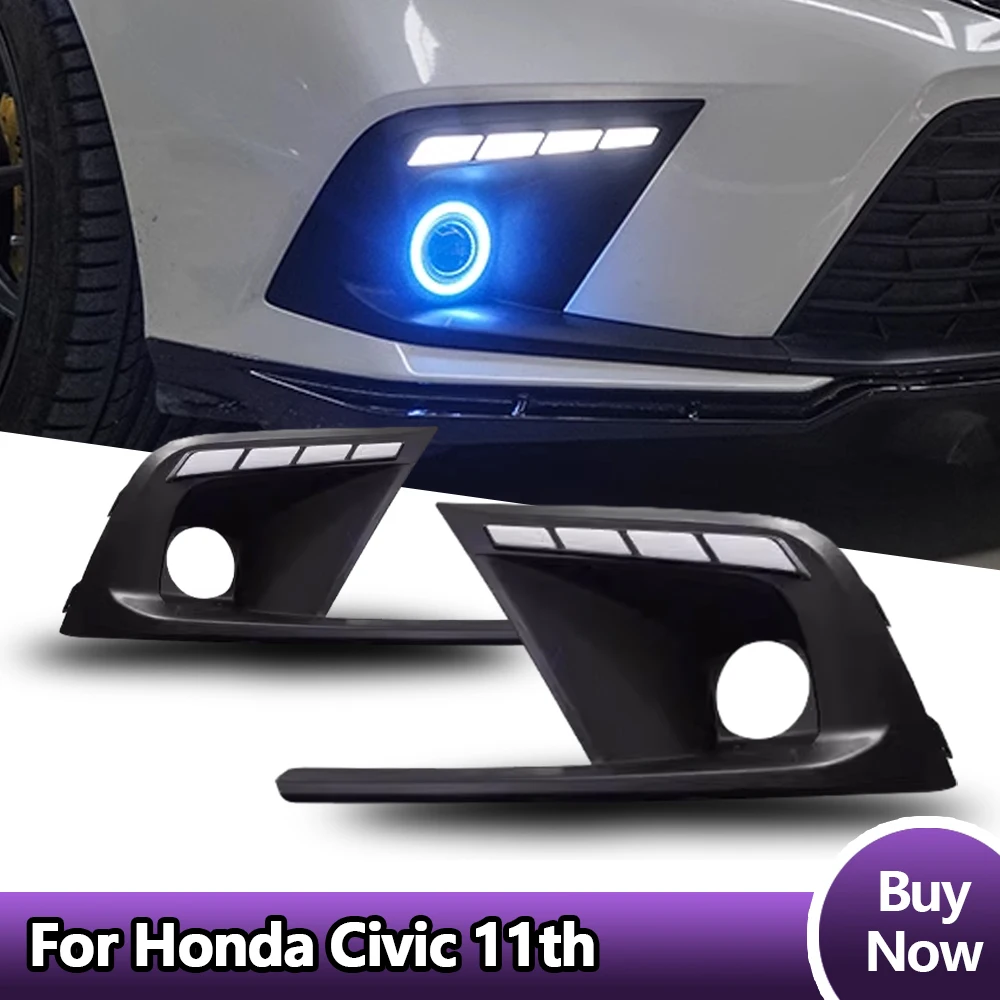 

Модифицированная Автомобильная Трехцветная светодиодная лампа для дневных ходовых огней с желтым поворотным сигналом для Honda Civic 11 поколения 2022