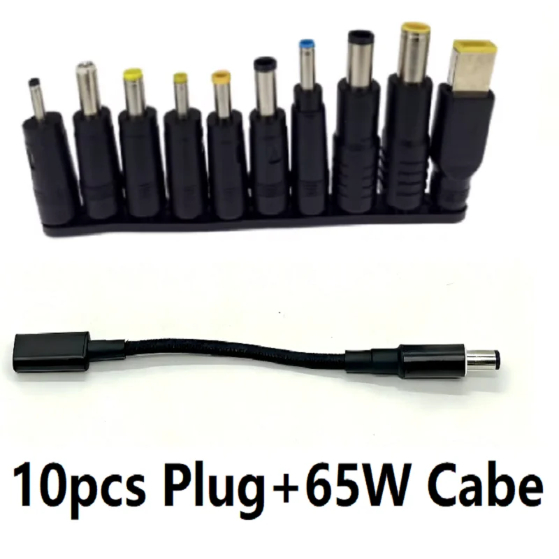 65W 100W USB C Type C to DC 5.5X 2.1 MM Male Cable 10Pcs AC DC Laptop Power Adapter Connector Plug Charger Jack for Notebooks