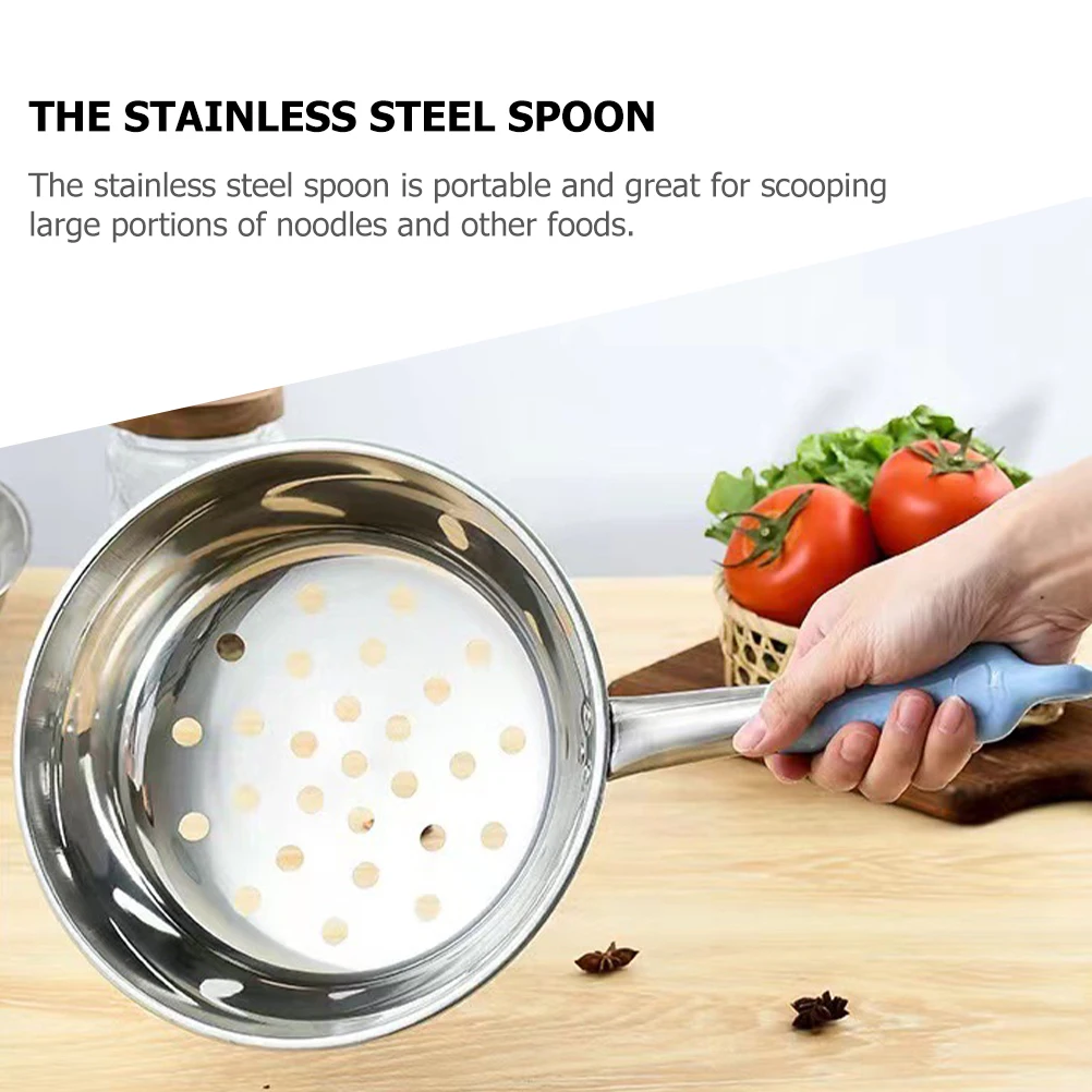 

Large Hole Colander Spoon Stainless Steel Slotted Ladle Noodle Strainer Skimmer Kitchen Utensil Pot Drainer Tool