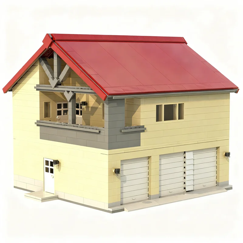 2123pcs MOC Accessory Dwelling Unit Over Garage Basic Architecture Model Building Blocks Architecture Toys Christmas Gift Brick