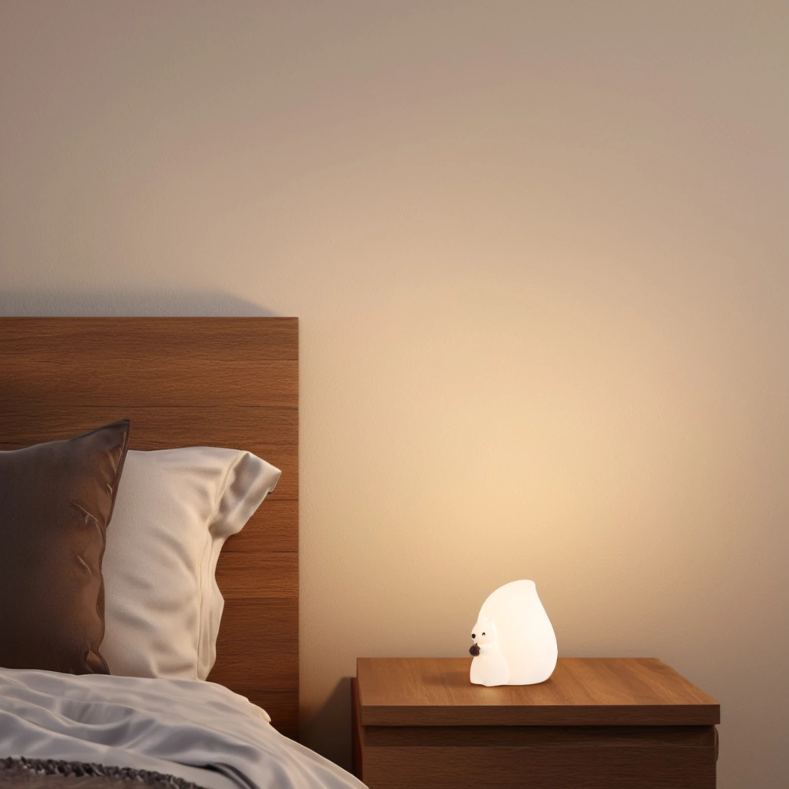 Scoiattolo Luce notturna Ricarica USB Lampada Pat Silicone Cartoon Comodino Piccola scuola materna Nessuna luce dura Tocco confortevole Design adorabile