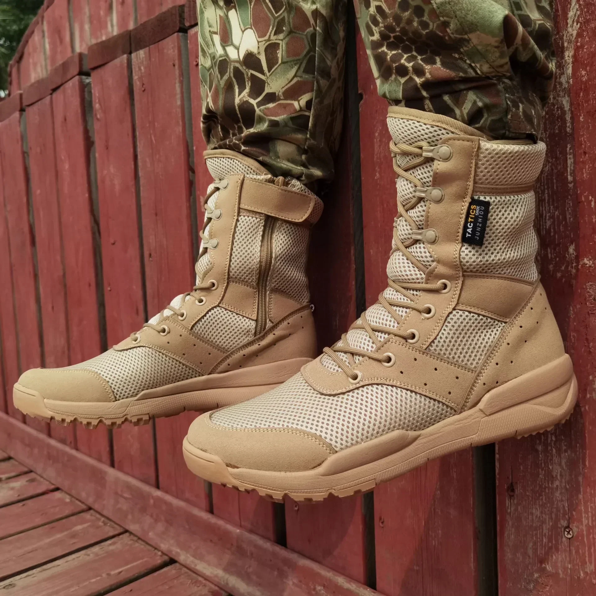 أحذية التدريب القتالية الصيفية أحذية العمل خفيفة الوزن شبكية قابلة للتنفس أحذية تكتيكية عسكرية مقاس كبير أحذية المشي لمسافات طويلة في الهواء الطلق