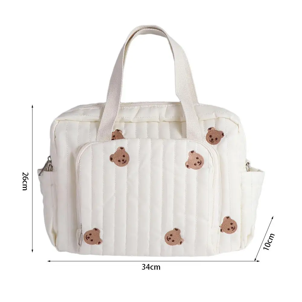 

Korean Style Mummy Bag Bear Multi-pocket Single Shoulder Bag Lightweight Large Capacity Women Handbag Stroller Accessories