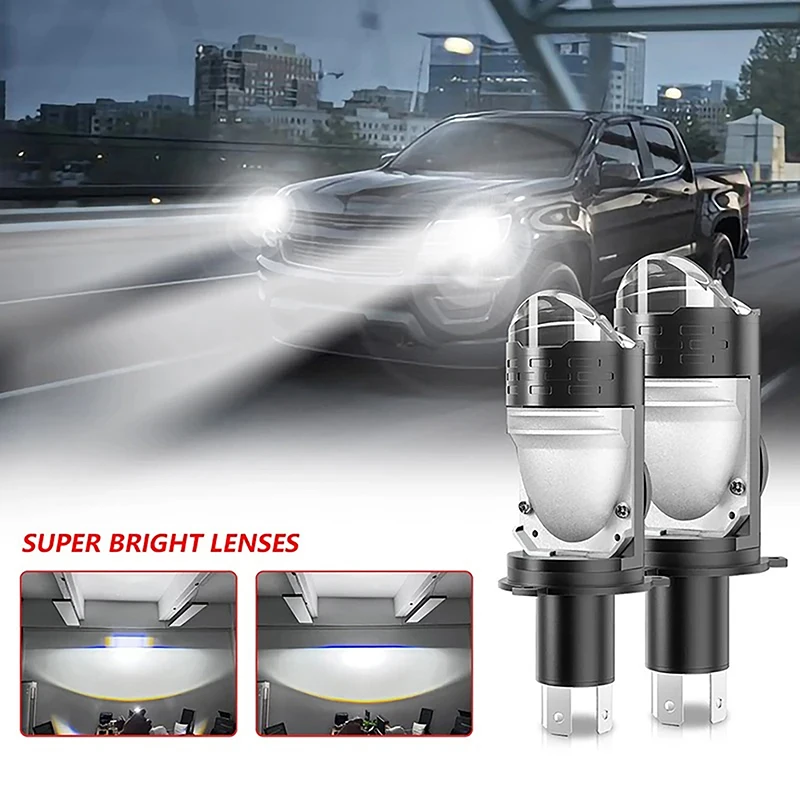 High Power H4 LED Projector Len Direct Insertion High Low Light Car Motorcycle Turbo Fan Lamp Super Bright Waterproof 1PC