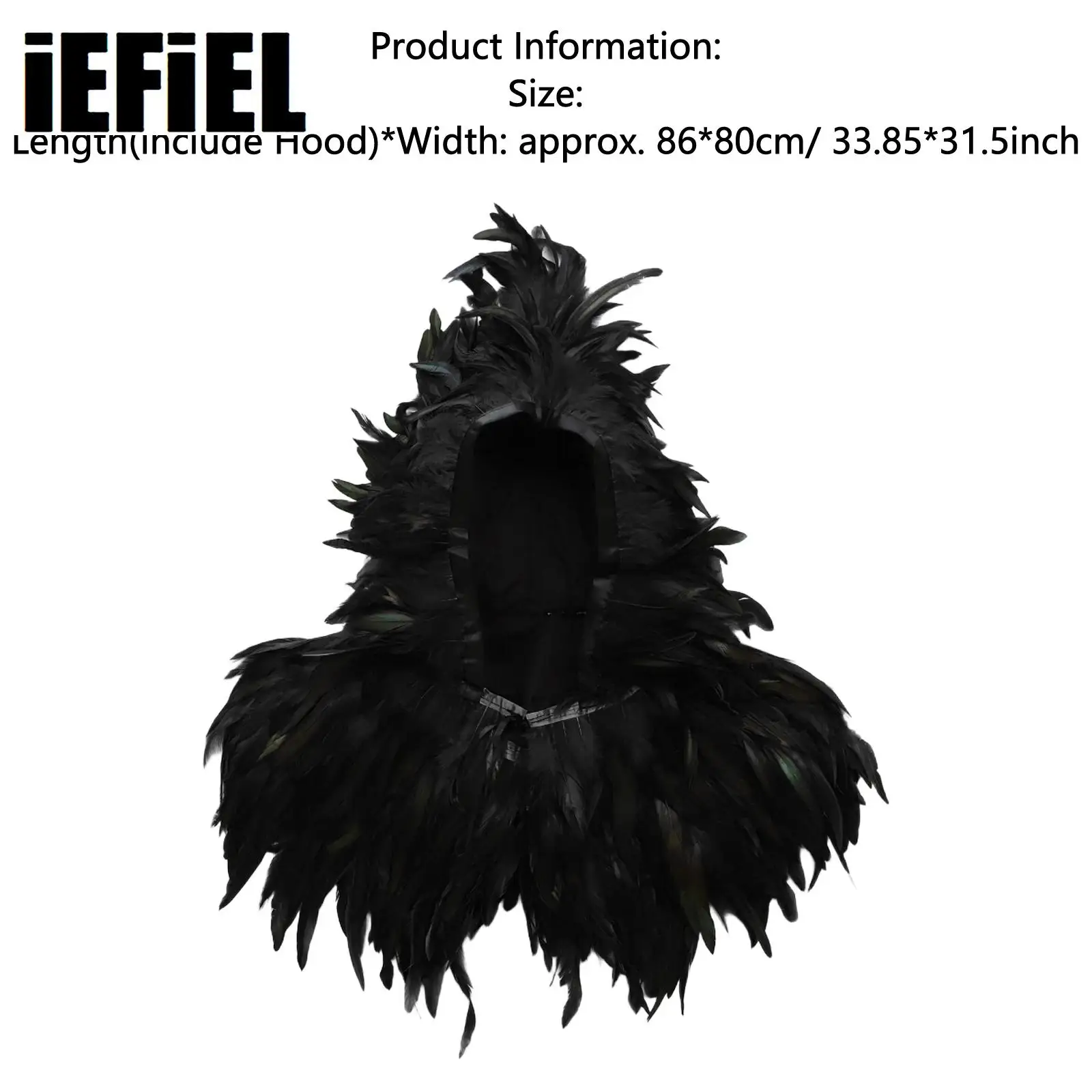 

Halloween Gothic Feather Hooded Cloak Cape Retro Vintage Punk Feather Lace Bolero Jacket Shrug Wrap Adult Unisex Cosplay Costume