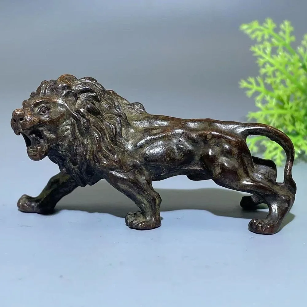 

Solid lion lion ornament Home tea pet ornam Retro tea table tea pet Lion bronze statue Animal sculpture