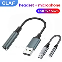 USB to 3.5mm Jack Audio Adapter Cable USB to Aux Adapter USB External Sound Card Headphone Micphone Sound Adapter for PC Laptop
