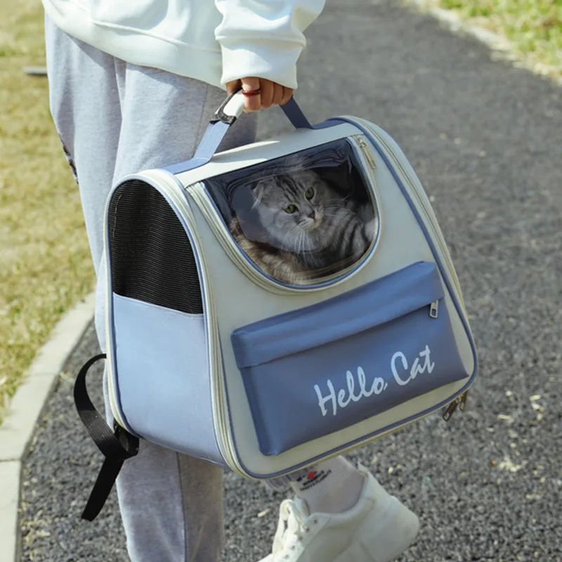 

Pet Cat Bag Breathable Canvas Portable Cat Backpack Outdoor Travel Transport Bag For Cats And Puppy Carrying Pet Supplies