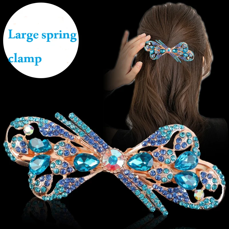 

Crystal-Studded Diamond Flower Mother's Hair Clip Elegant and Versatile Updo Hairpin Adult Hair Clip with Spring Clasp