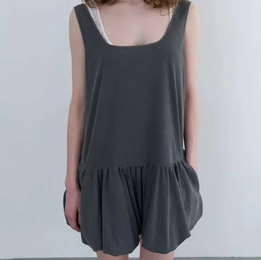

COTTN Balloon Dress Sleeveless Women's Dress Loose Fit Outerwear Regular Length Plain Color No Chest Pad Required
