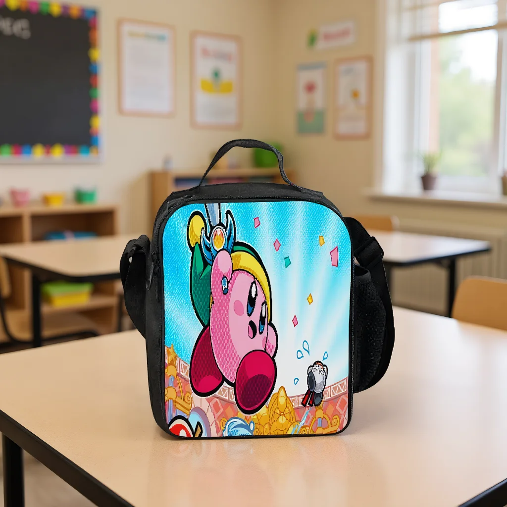 

Fashion Little Children Kirby Insulated Lunch Box-Leakproof Cooler Bag-Cartoon Waterproof Lunch Tote for Student