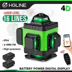 HGLINE 16 Lines 4x360° Cross Laser Level Power Display Horizontal Vertical Levels Machine High Professional Laser Level Tool