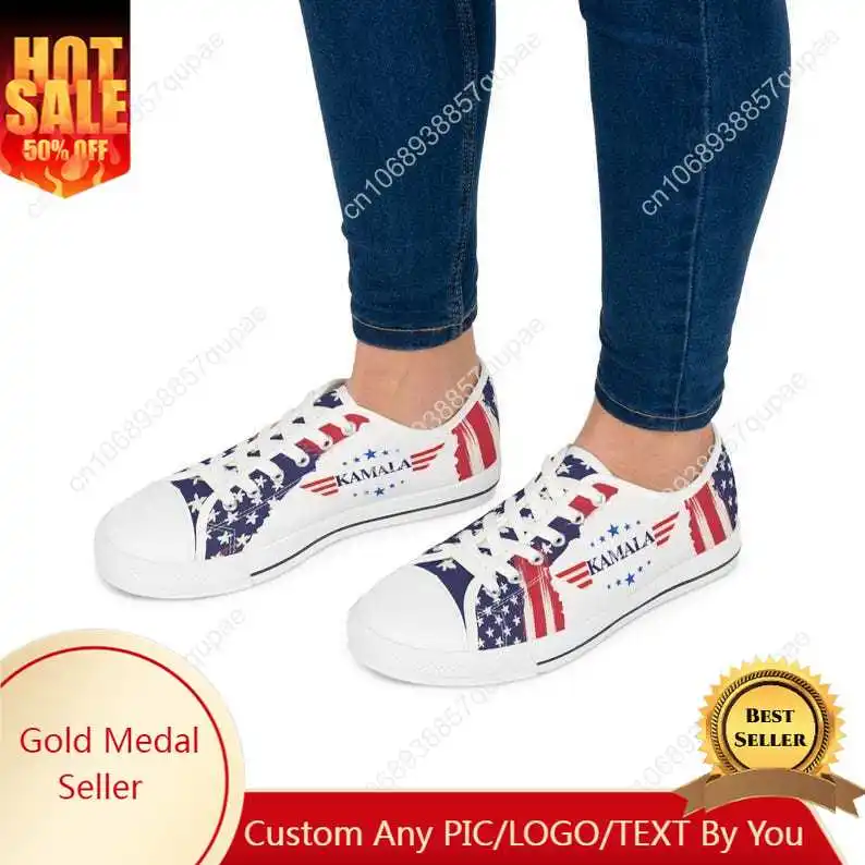 Kamala Low Top Sneakers, Kamala President Women Sneakers, Harris Merch, Harris Saves Democracy Shoes, Kamala Presidential Sneake