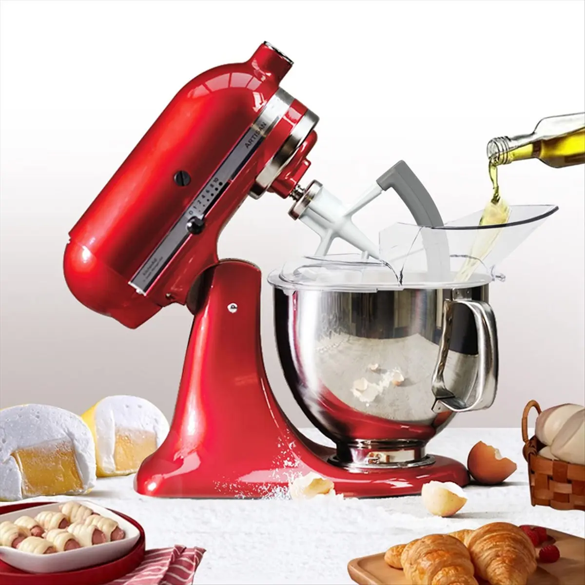 [N09RNew]Pouring Shield for 4.5 and 5 Quart Tilt-Head Stand Mixers and Flex Beater for Tilt-Head 4.5-5QT