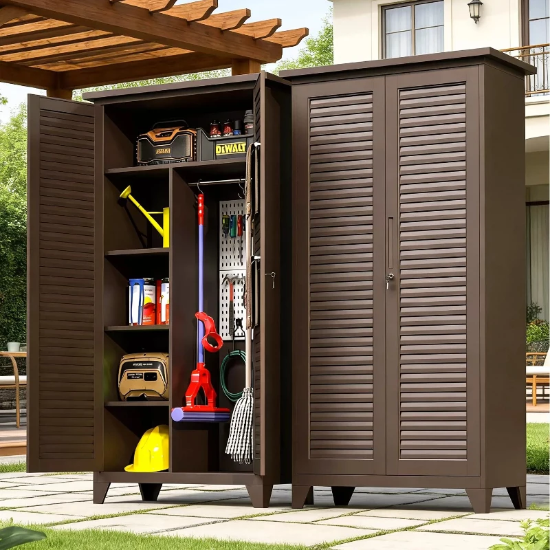 

Nordic Creative Courtyard Storage Tool Cabinet Modern Open-air Rainproof Louvered Door Storage Cabinet Outdoor Furniture FYOC