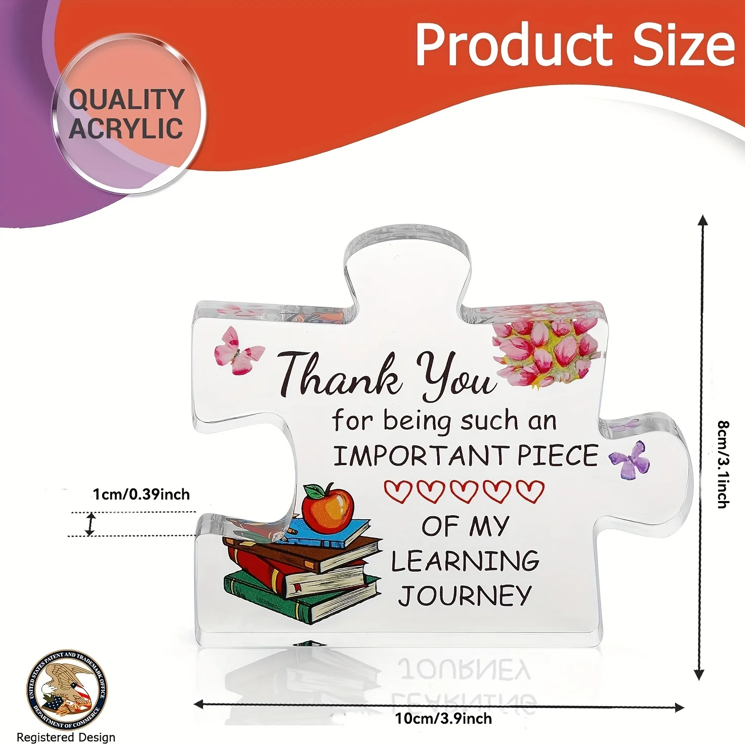 Teacher Appreciation Gifts for Women, Men - Thank You Paperweight Acrylic Block Puzzle Heartwarming Teacher Gift - Cute Student