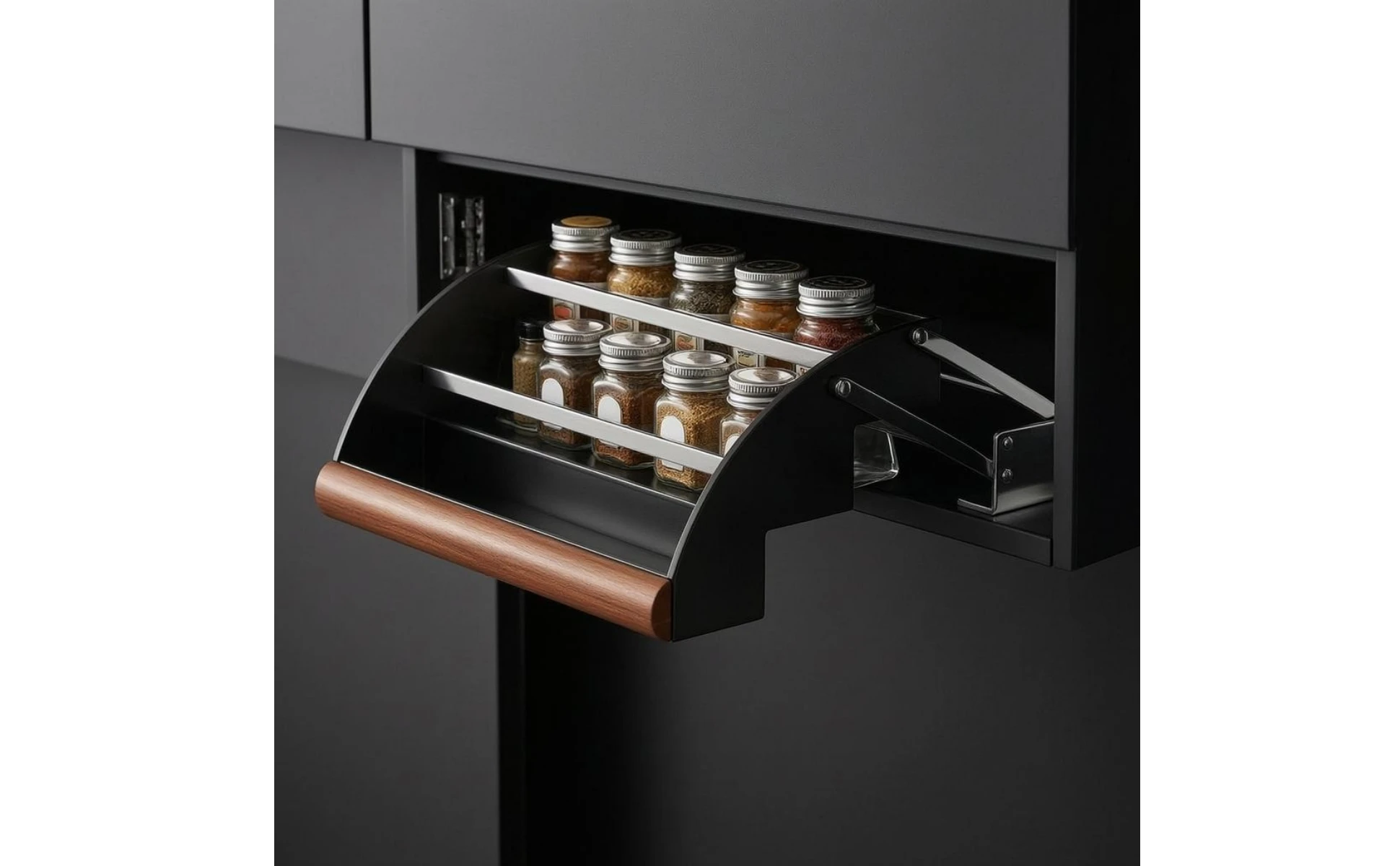 Pull down Seasoning Rack Clear Organization 3-Tier Seasoning Organizer Pull down Cabinet Organizer Sturdy Steel Three-Tier