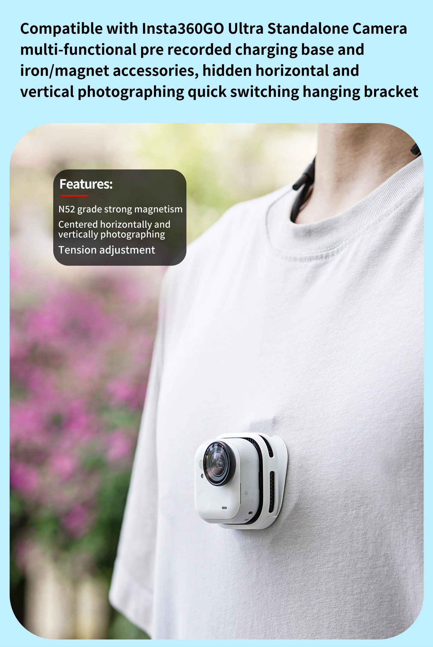 Action Kamera Magnetische Hals Brust Halterung Für GoPro Hero 13 12 11 Schwarz DJI Osmo 360 Action 6 Insta360 X5 Go Ultra Kamera Hängen – Detail 1