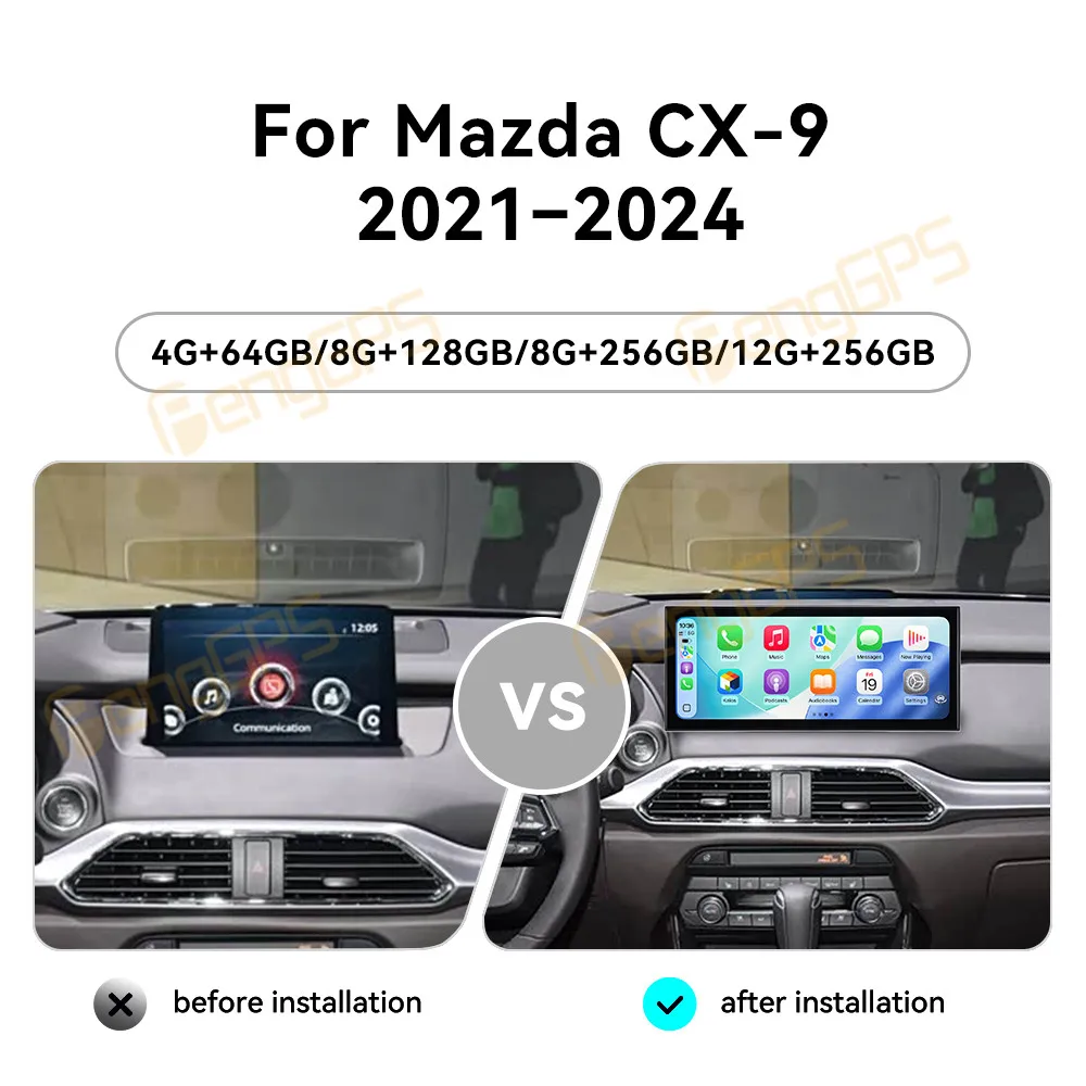 

15,8-дюймовый автомобильный радиоприемник Android 15 с CarPlay для Mazda CX-9 2021-2024, сенсорный экран, мультимедийный плеер, GPS-навигация, головное устройство, DSP