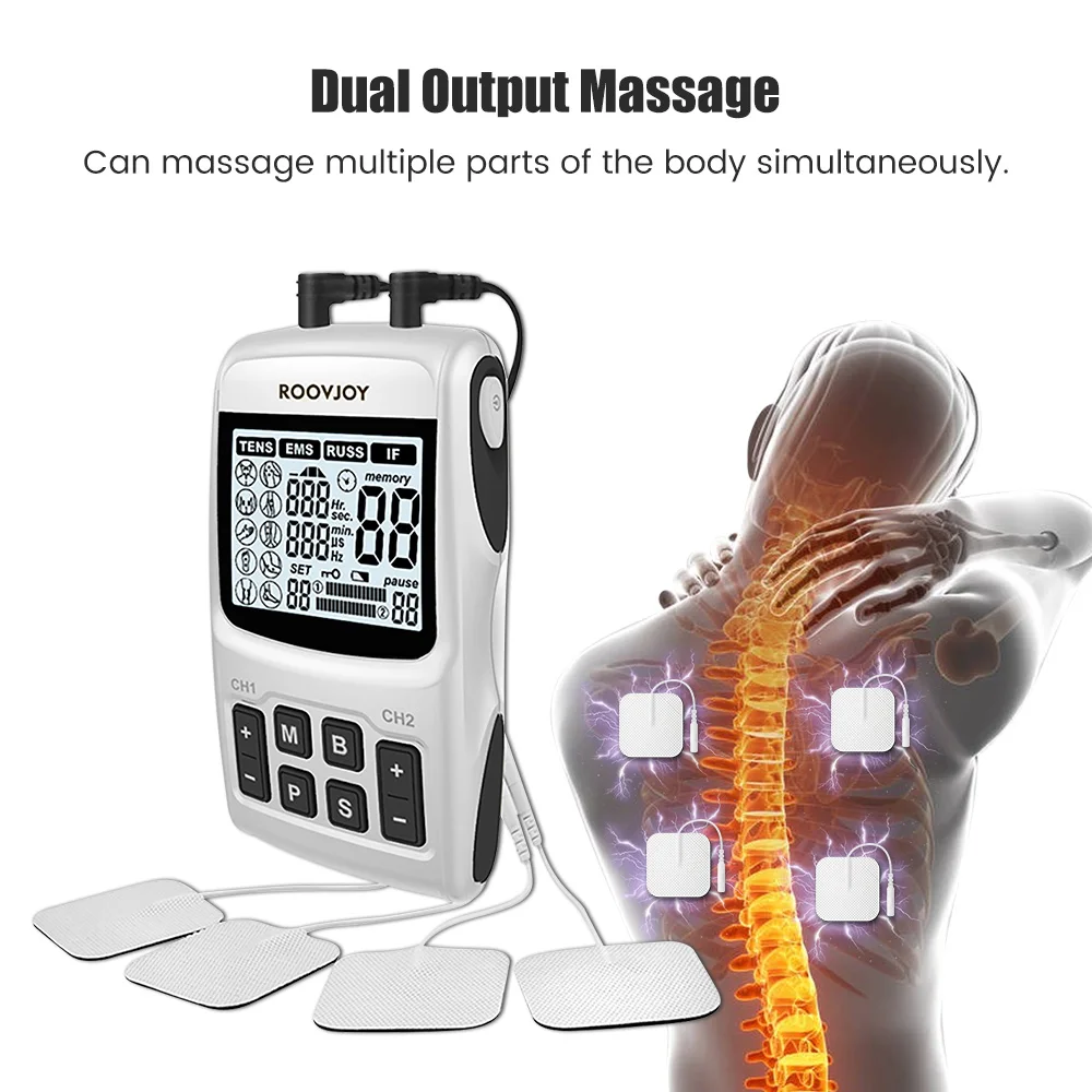 4 in 1 EMS Machine Electric Physiotherapy TENS Body Massager IF RUSS Electrical Muscle Stimulator Pulse Acupuncture Back Massage