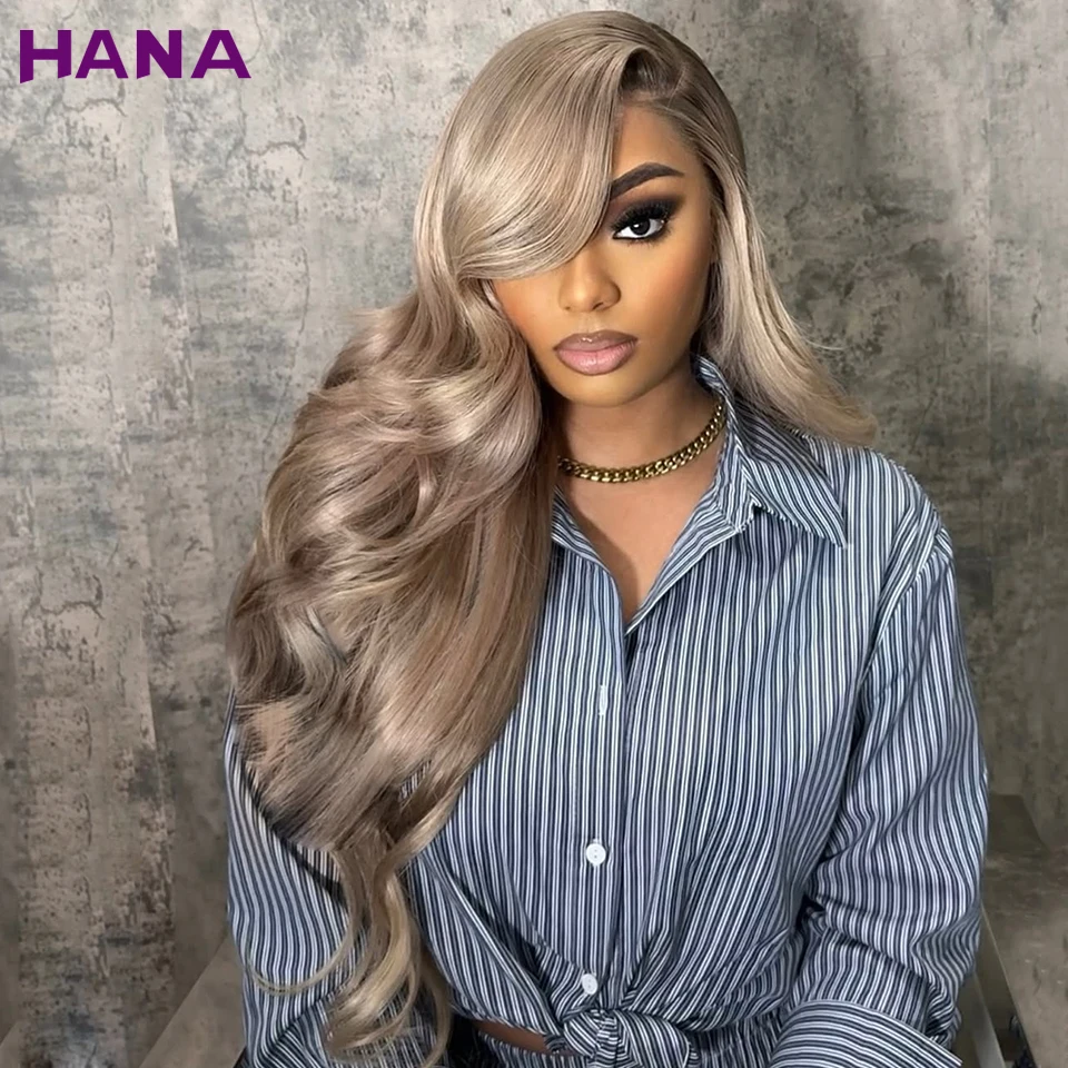 HD 13X4 13X6 Lace Frontal Wig Body Wave Ash Gray Blonde Colored  Remy Human Hair Wigs For Women Pre-Plucked 7X5 Lace Closure Wig