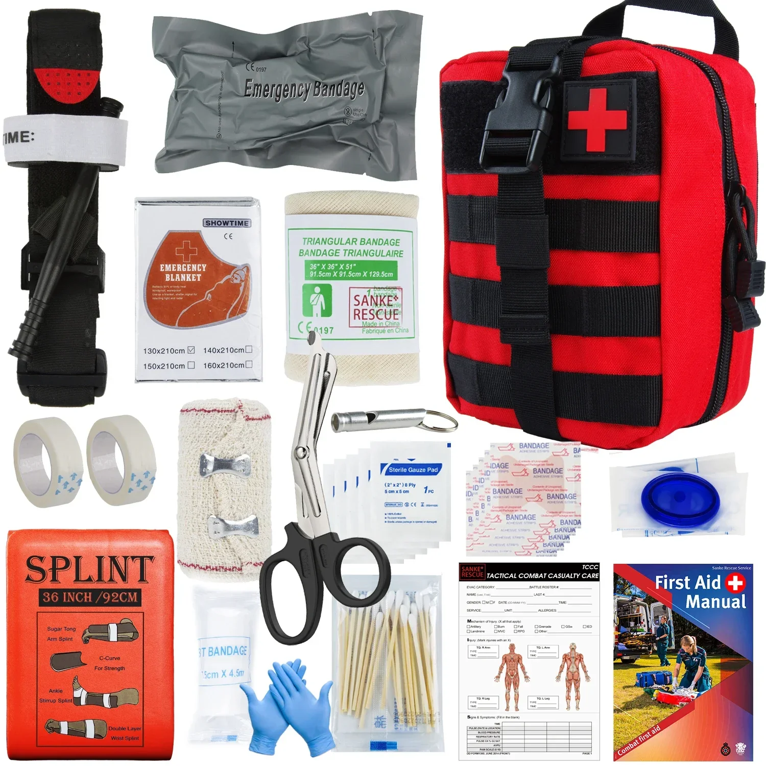 Imagem -06 - Kit de Sobrevivência de Primeiros Socorros para Emergência Militar Bolsa Tática Ifak Suprimentos Conjunto Completo Molle Camping Kit com 18 Emt Itens para o Exterior