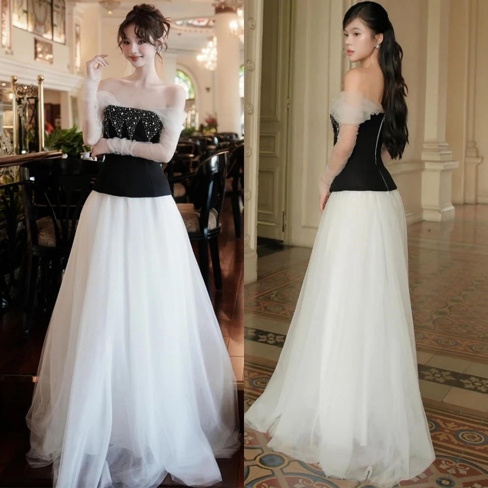 Aangepaste mode contrasterende kleur avondjurk luxe tule homecoming-jurken temperament kristal op maat gemaakte gelegenheidsjurken