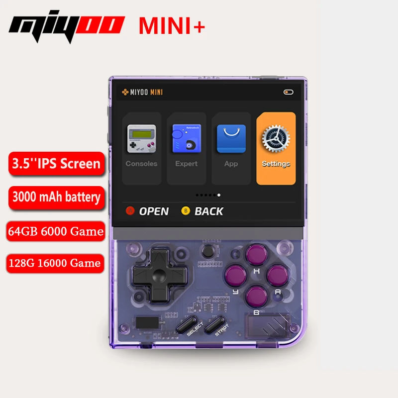 MIYOO MINI Plus Handheld Retro Video Game Palyers Portable Game Console 3.5 Inch HD Screen Gaming PS1 Emulator With Glass Film