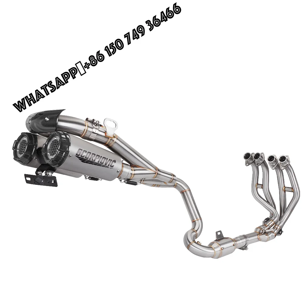 High Performance Exhaust for Ninja ZX4R ZX4RR ZX 4R 4RR Full Motorcycle Exhaust System Front Link Pipe With Double Muffler