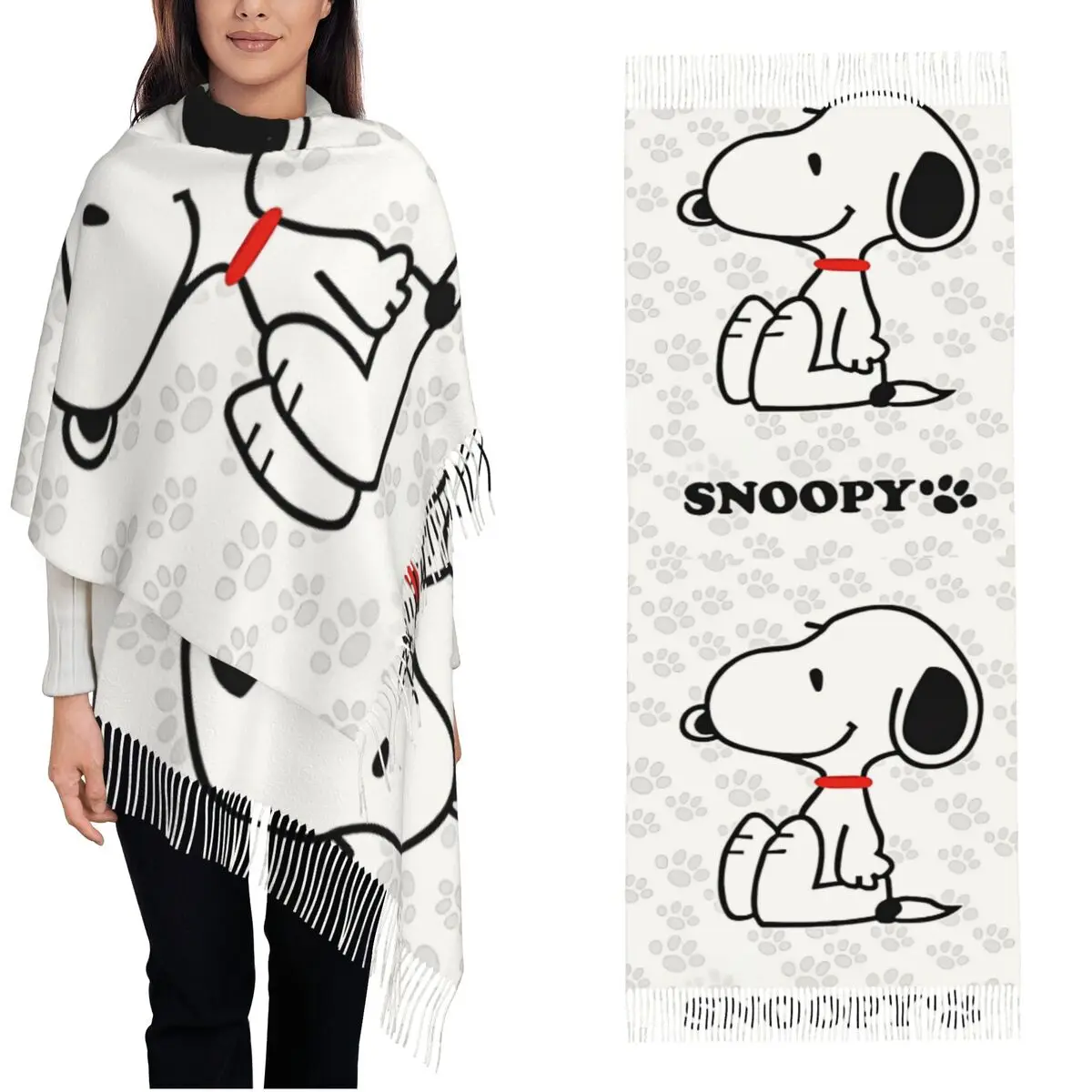 Womens Snoopy Sleep Peanuts Cashmere Scarf Large Pashmina Shawls and Wraps Scarves forOffice