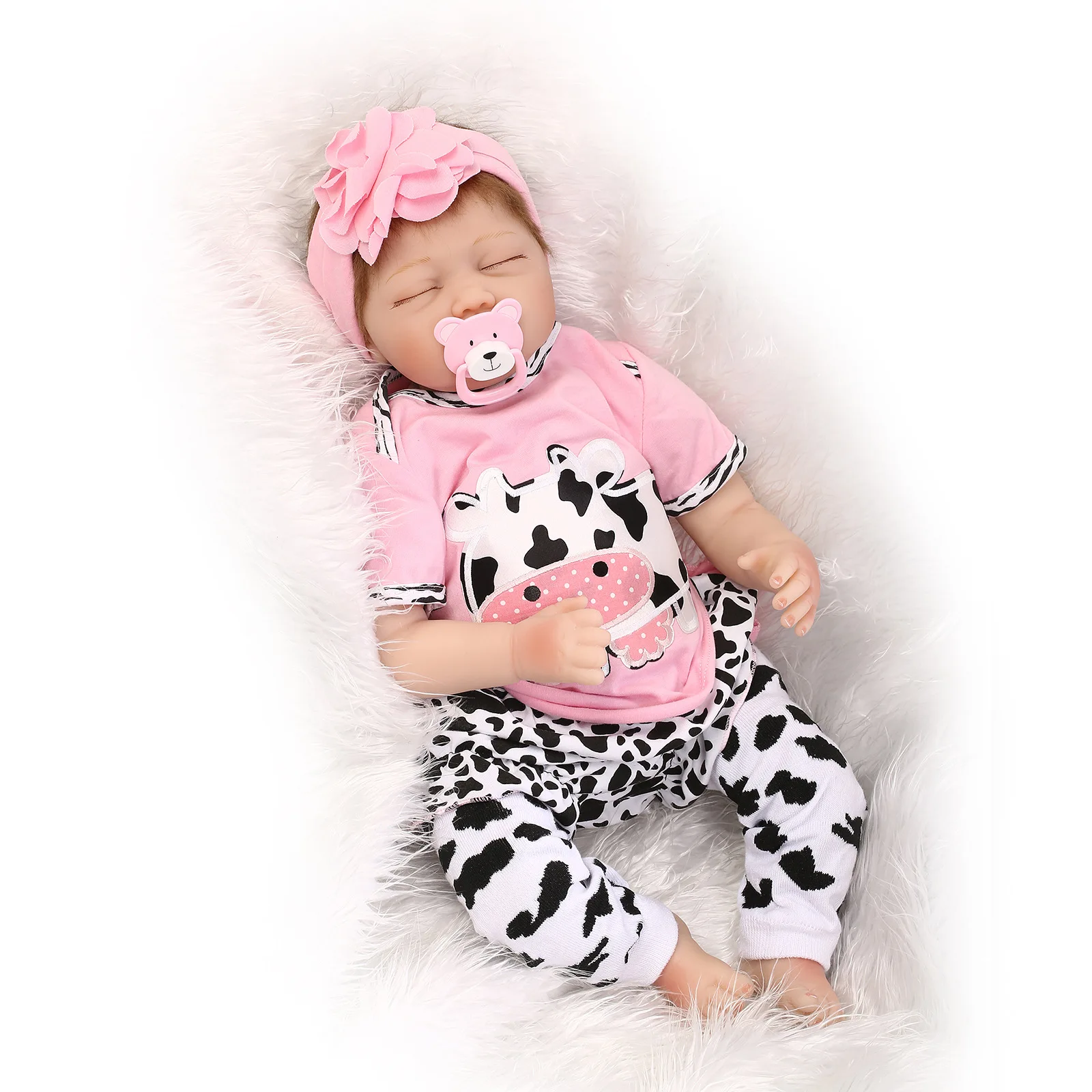 

22inch Lifelike Sleeping Baby Doll Finished Reborn Baby Dolls Handmade Dolls Toy Gift For Girls