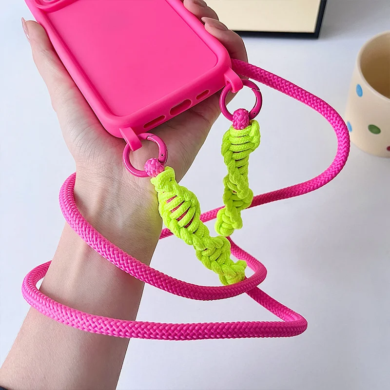 Mobile Phone Lanyard Color Spiral Weave Long Phone Strap Anti-lost Rope Neck Strap Crossbody Cord Durable Lanyard For Men Women