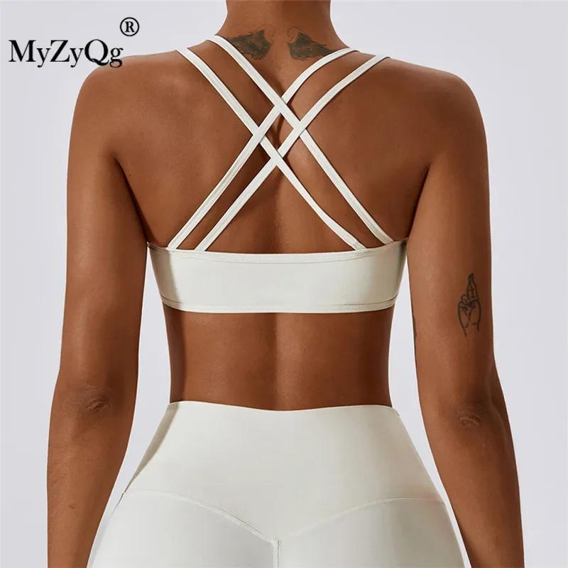 MyZyQg Women Yoga Bra Tight Cross Beauty Back Quick Dry Running Underwear Fitness Gym Pilate Vest Tank Tops Sportswear