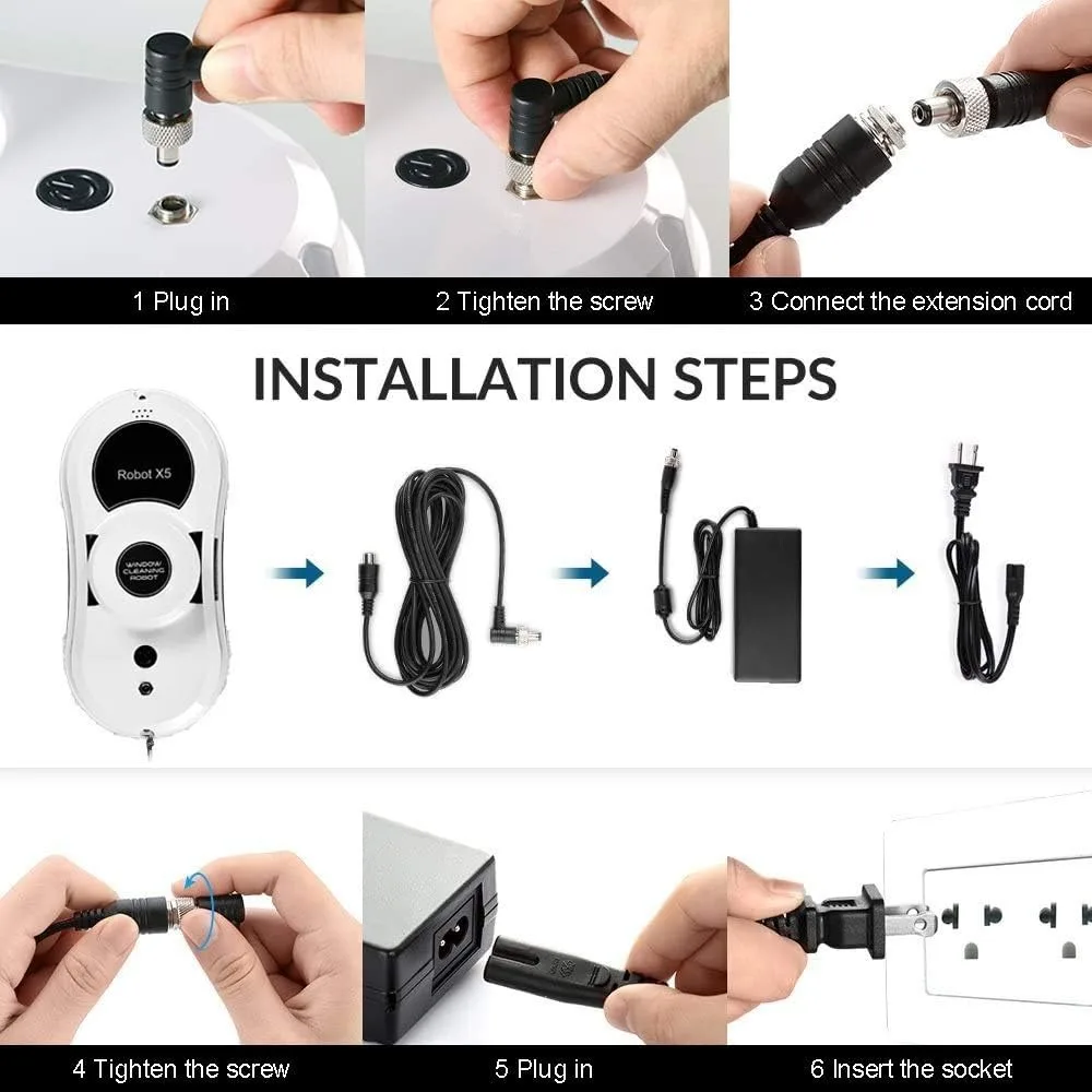 Window Cleaning Robot, X5 Smart Window Vacuum Cleaner Glass Cleaning Robotic with APP & Remote, Intelligent Automatic