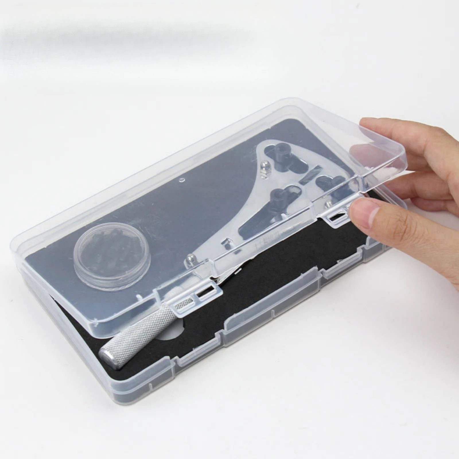 Three-Prong Watch Case-Back Opener Portable Adjustable Watch Case Opener with Interchangeable Gripping Surfaces Easy to Use