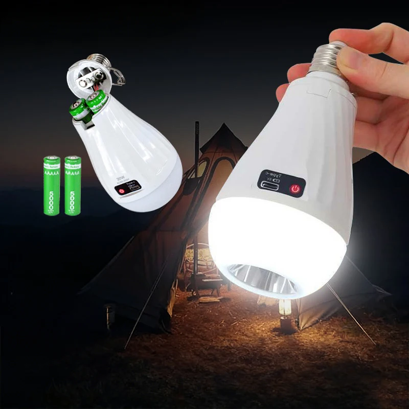 Flicker-Free LED Bulb Light Portable 20W 30W Emergency Bulb Courtyard Outdoor Bulb Power Failure Emergency