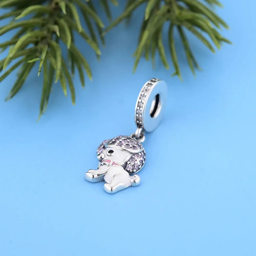 Fit Original Pan Charm Bracelet 925 Sterling Silver Love My Poodle Dog Doggy Bead For Making Women Berloque 2024