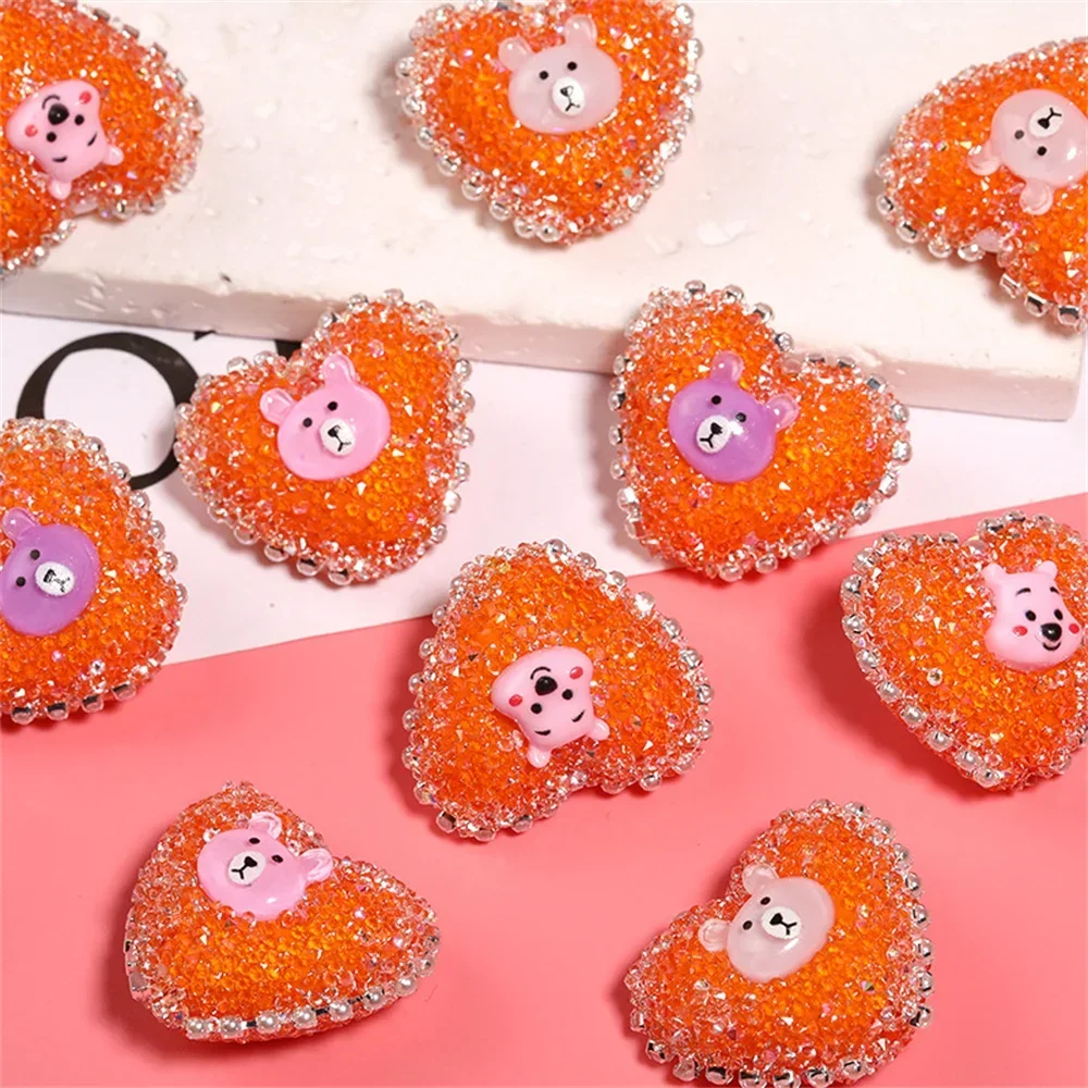 Cartoon Animal Sugar Heart Beads Through Hole Cute Ball DIY Bead Pen Phone Chain Loose Beads Material